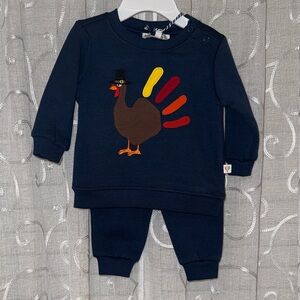 Kids Turkey Appliqué Matching Set - Navy